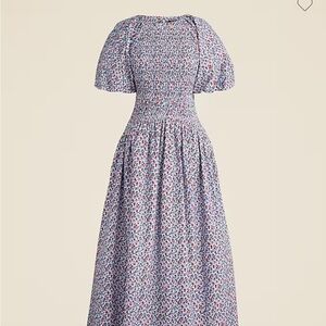 J. Crew Floral Midi Dress in Blue and Red